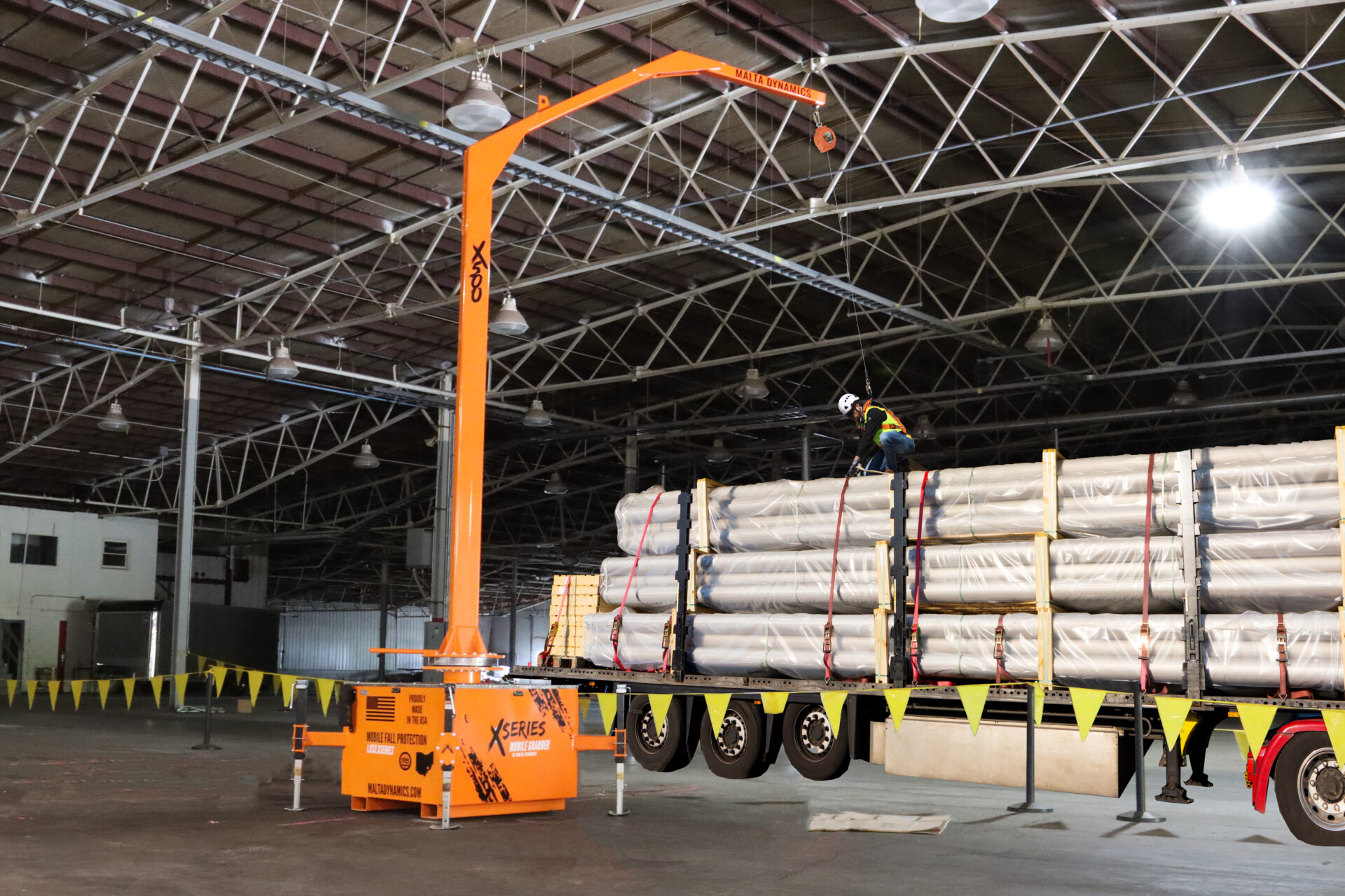 x series mobile fall protection in warehouse