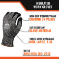 NSULATED CUT LEVEL 4 WORK GLOVES - non-slip polyurethane coating, cut resistant material, three sizes available, meets ansi/isea 104: 2016